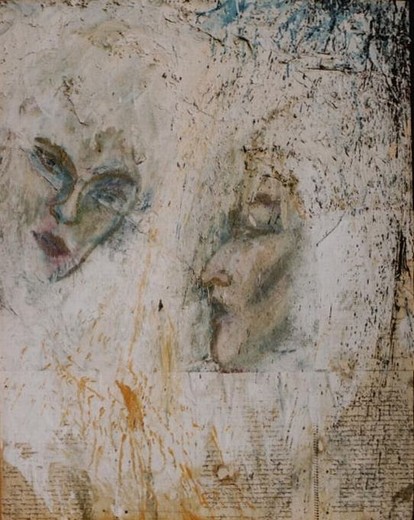 Begegnungen, 2000,Mischtechnik auf Leinwand,80 x 105 cm